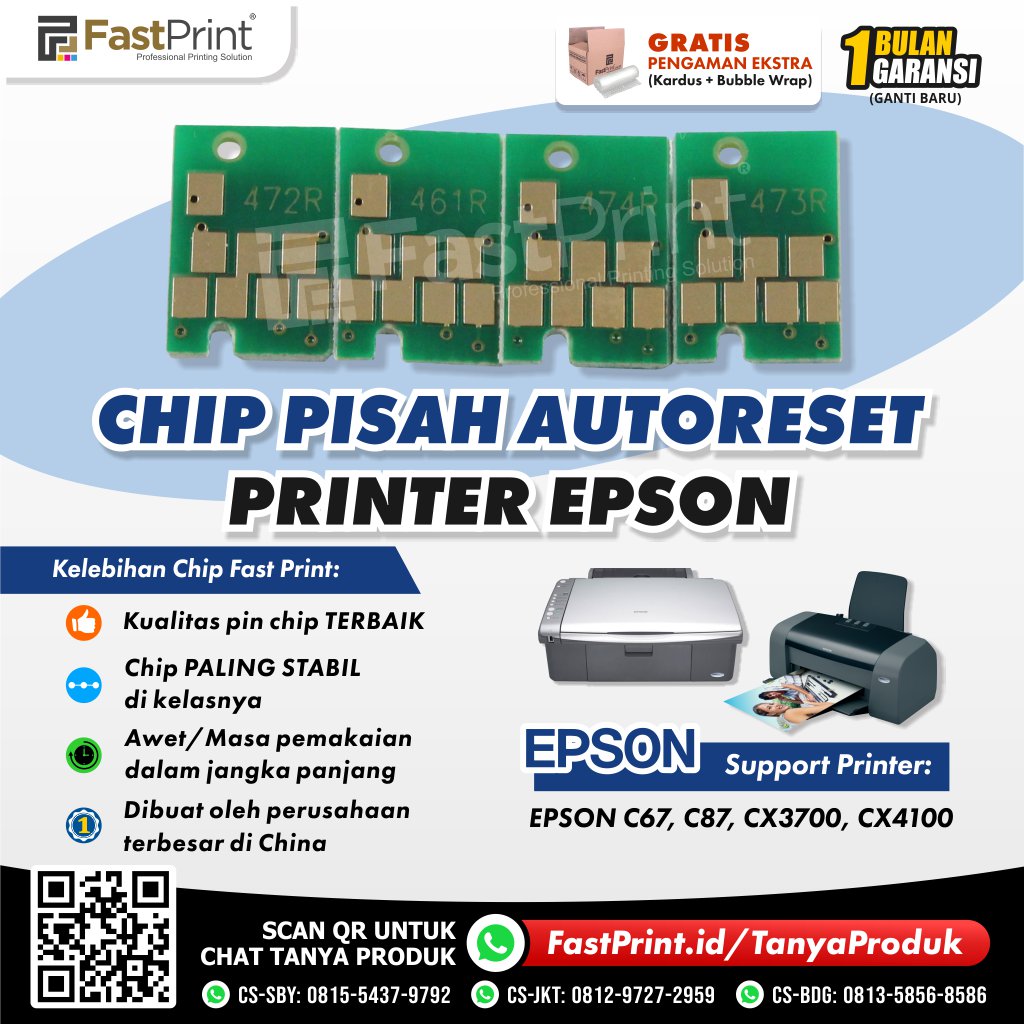 Chip Auto Reset Cartridge Printer Epson C67, C87, CX3700, CX4100