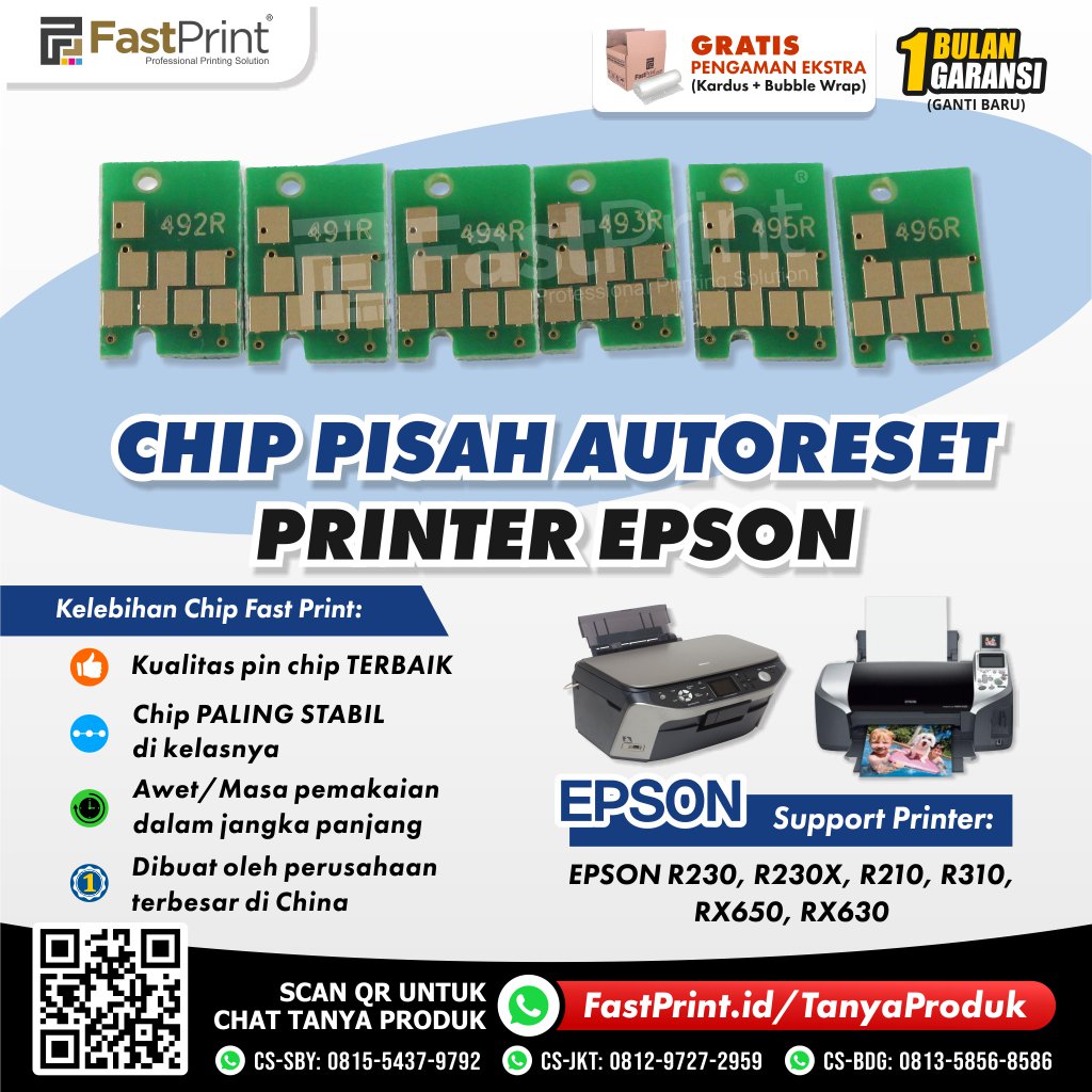 Chip Auto Reset Cartridge Printer Epson R230, R230X, R210, R310, RX650, RX630