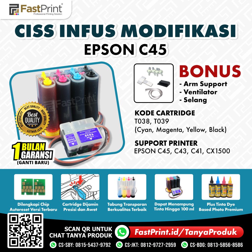CISS Infus Modifikasi Epson C45, C43, C41, CX1500 Plus Tinta