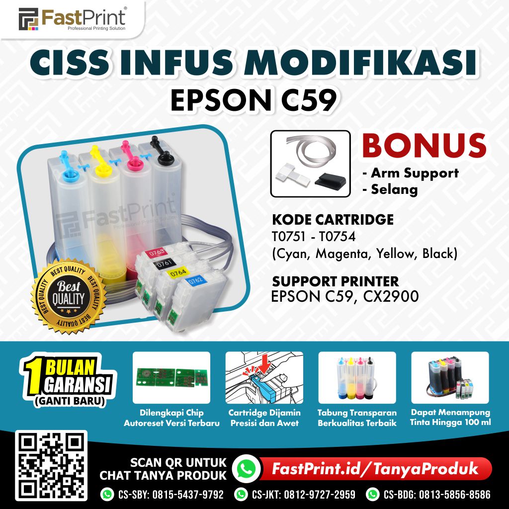 CISS Infus Modifikasi Epson C59, CX2900 Kosongan