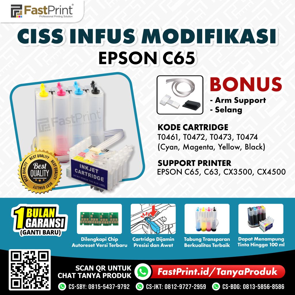 CISS Infus Modifikasi Epson C65, C63, CX3500, CX4500 Kosongan