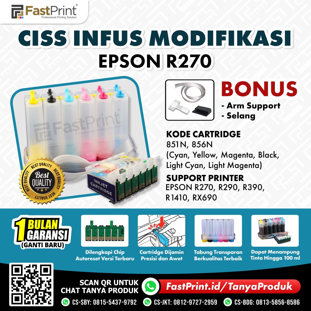 CISS Infus Modifikasi Epson R270, R290, R390, R1410, RX690 Kosongan