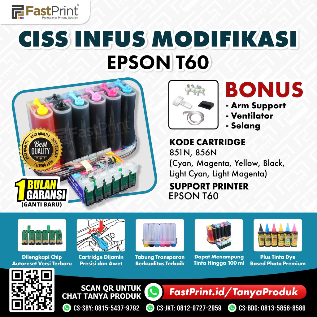 CISS Infus Modifikasi Epson T60 Plus Tinta