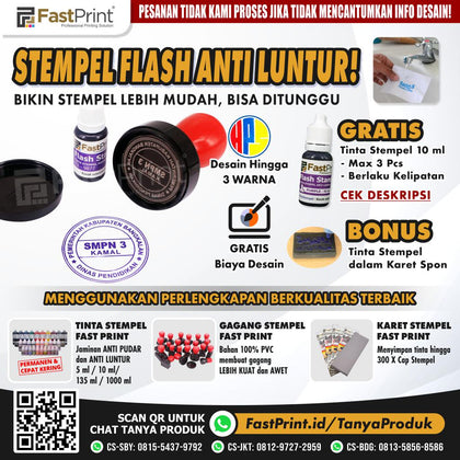 Jasa Pembuatan Stempel Flash Kilat Murah FREE Desain