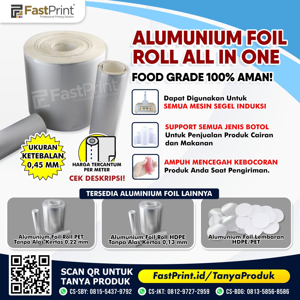 Fast Print Kertas Aluminium Foil Roll Segel Botol