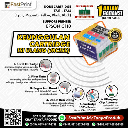 Cartridge MCISS Refillable Epson C110 Kosongan