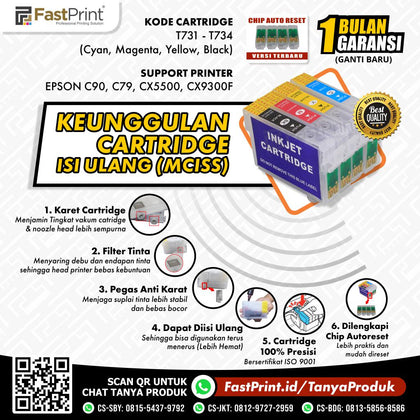 Cartridge MCISS Refillable Epson C90, C79, CX5500, CX9300F Kosongan