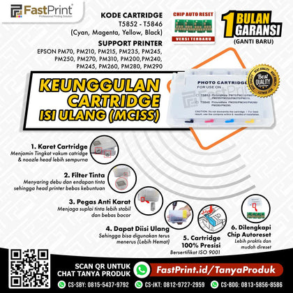 Cartridge MCISS Refillable Epson Picture Matte PM70, PM210, PM215, PM235, PM245, PM250, PM270, PM310, PM200, PM240, PM245, PM260, PM280, PM290 Kosongan