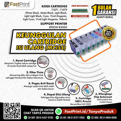 Cartridge MCISS Refillable Epson R3000 Kosongan