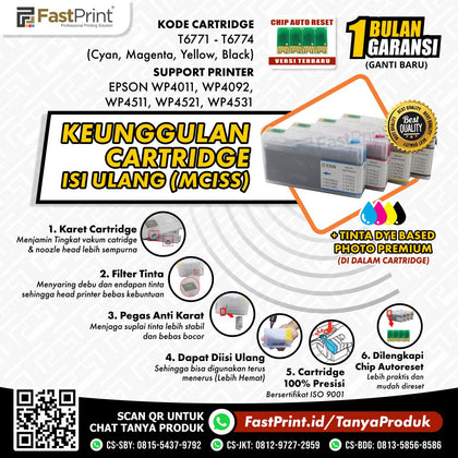 Cartridge MCISS Refillable Epson WP4011, WP4092, WP4511, WP4521, WP4531