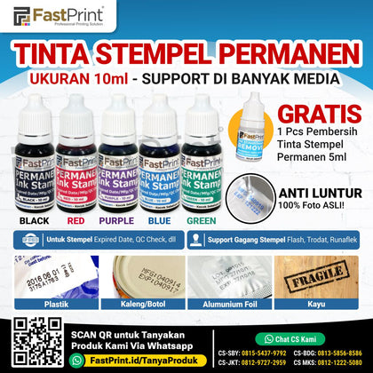 Fast Print Tinta Stempel Permanen Tanggal Kadaluarsa Plastik Besi Waterproff