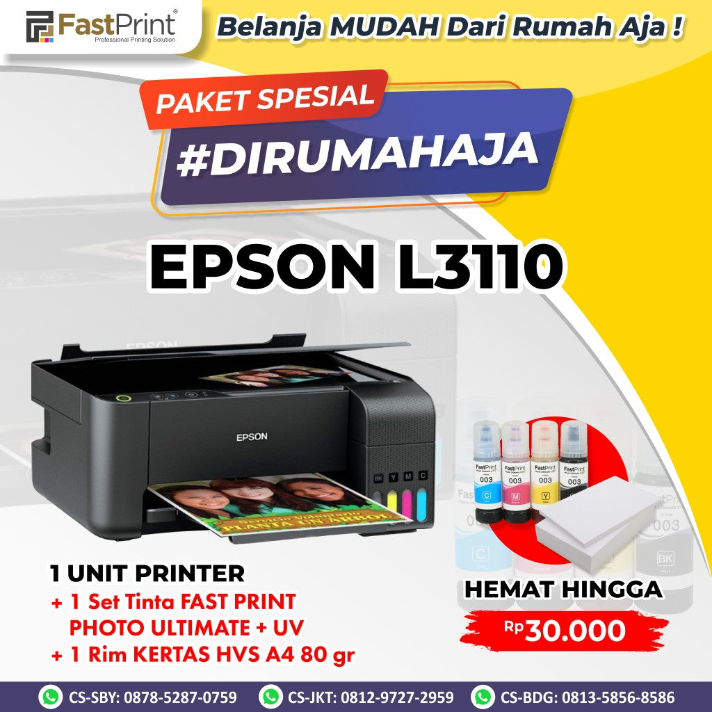 Printer Eco Tank Epson L3110 All In One Print Scan Copy Inkjet Printer